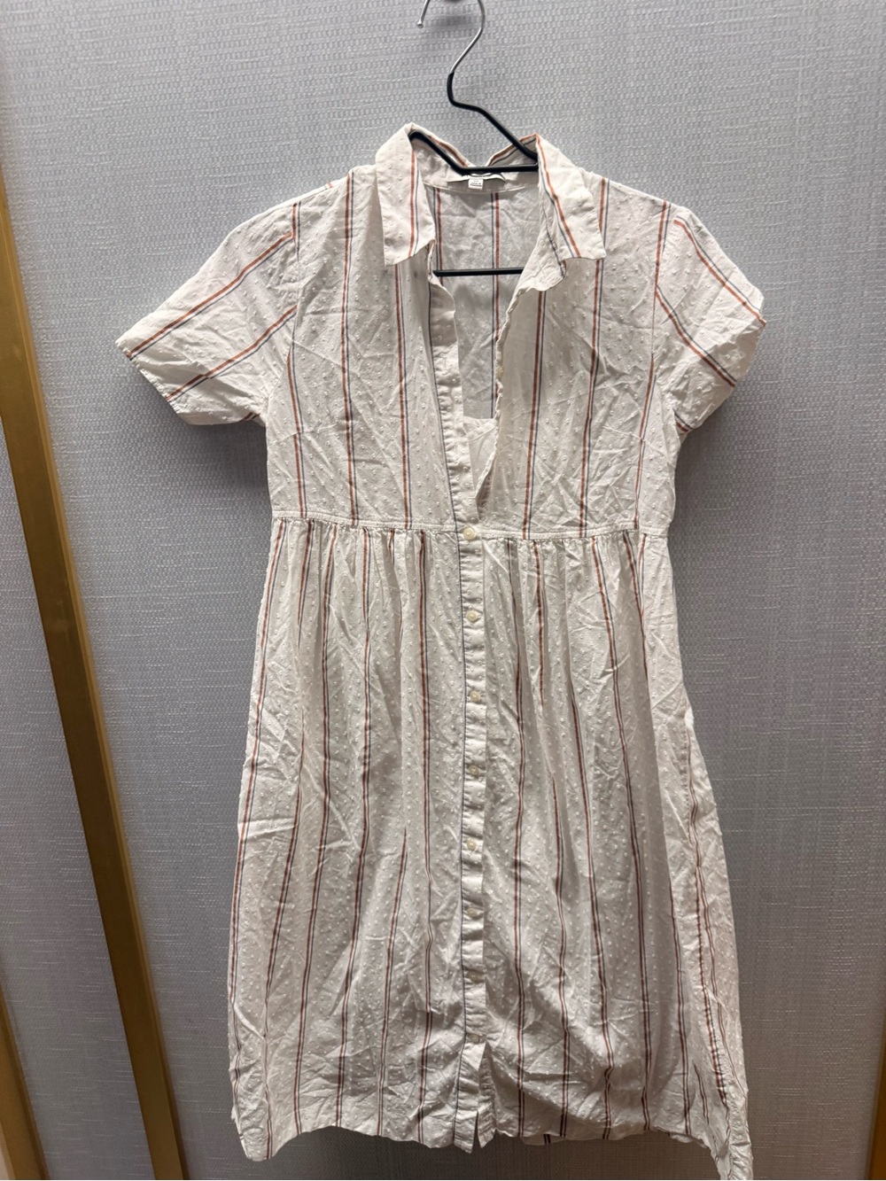 Madewell White Dress with Red Stripe Midi